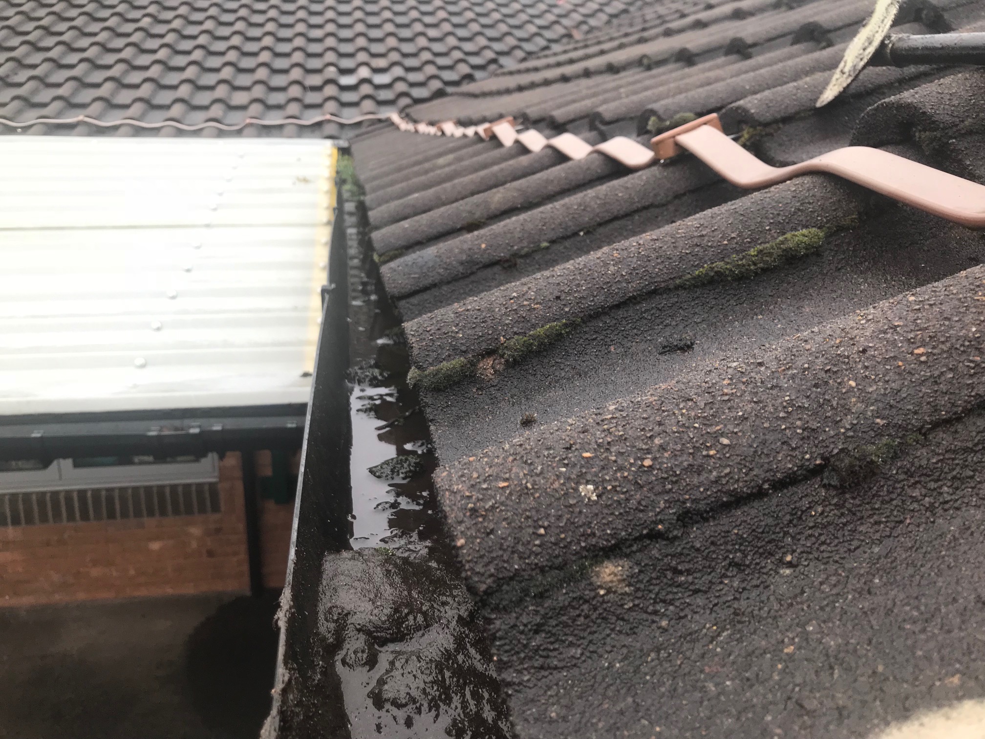 Partially Cleaned Gutter